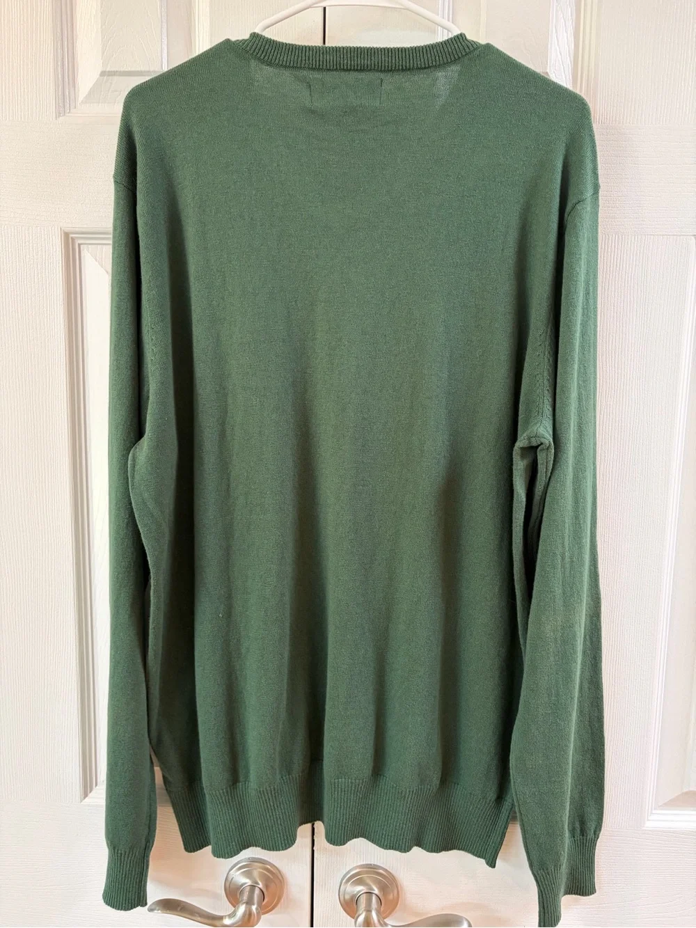 Hawker Rye Hunter Green V-Neck Cotton/ Cashmere Blend Sweater Size XL